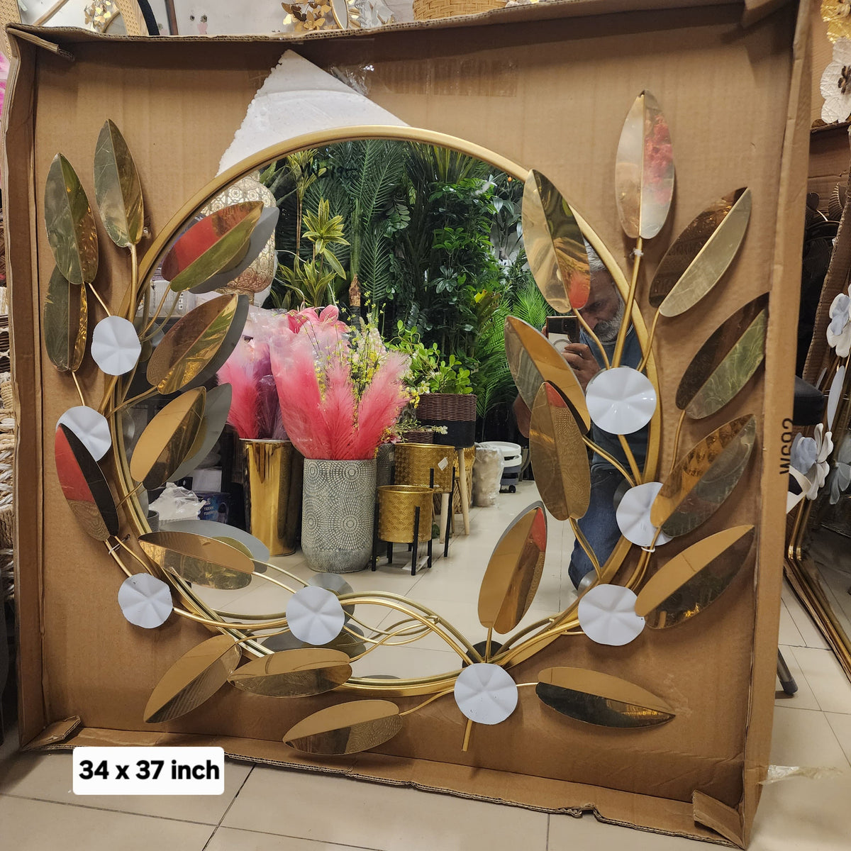 Gold metal leaf wall mirror