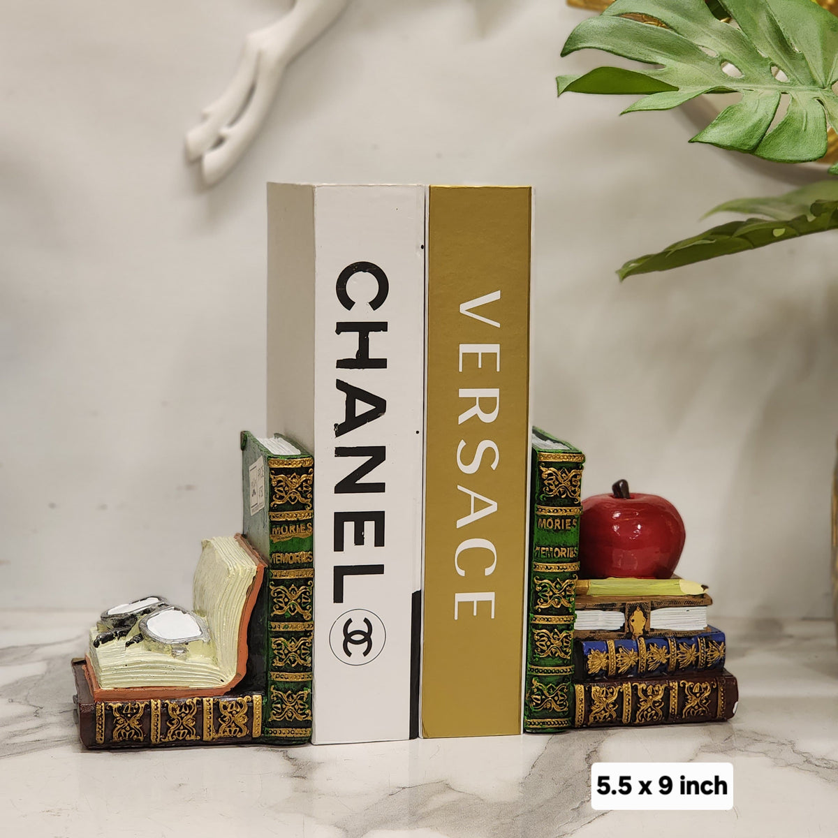 vintage stack-of-books resin bookends