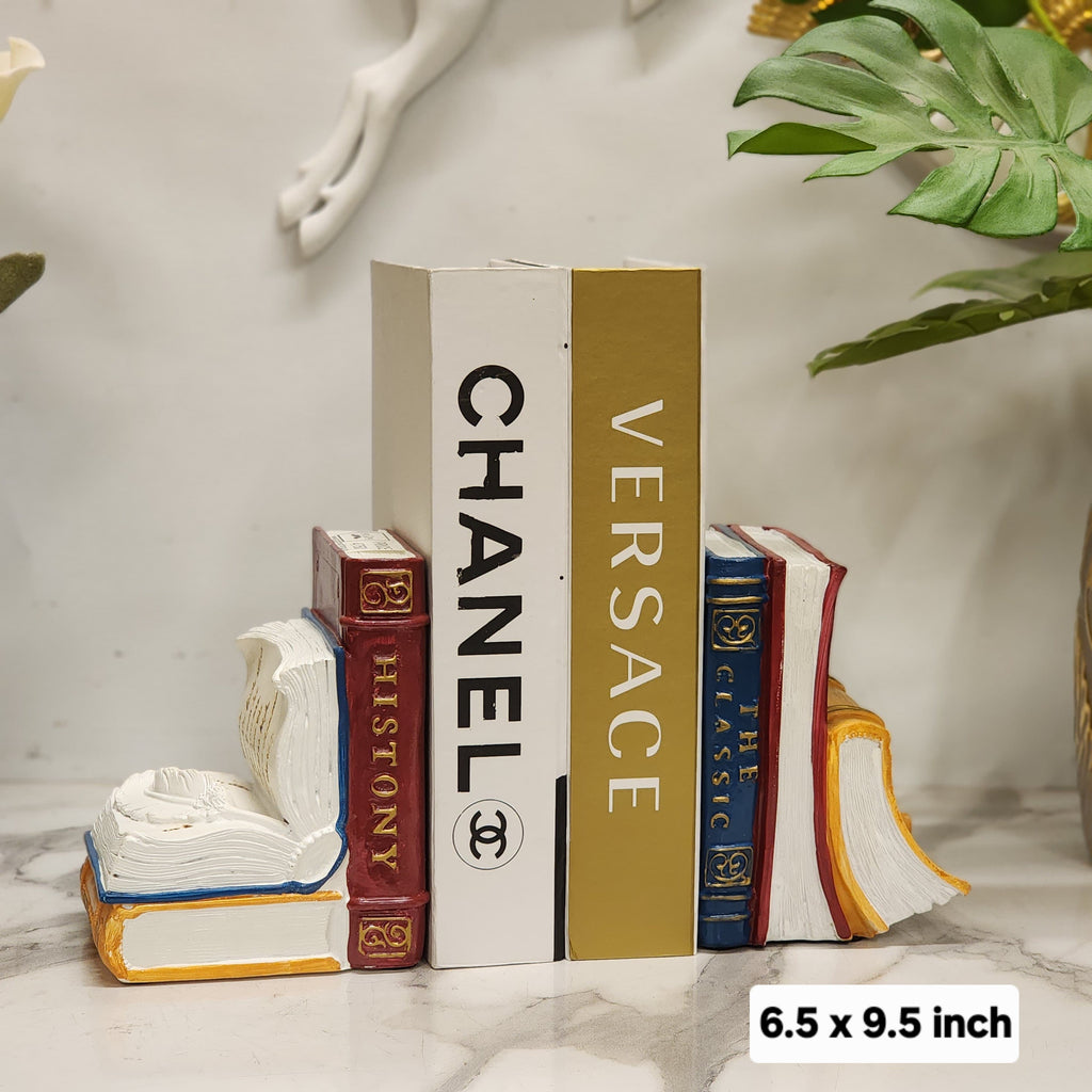 neo classic stack-of-books resin bookends