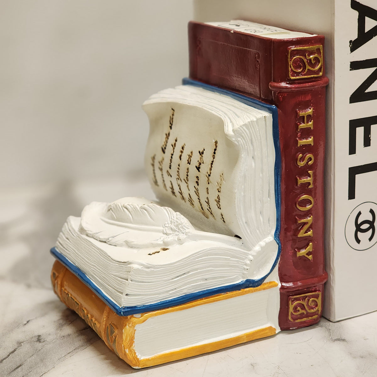 neo classic stack-of-books resin bookends