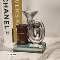trumpet/tuba theme pen holder and figurine sculpture