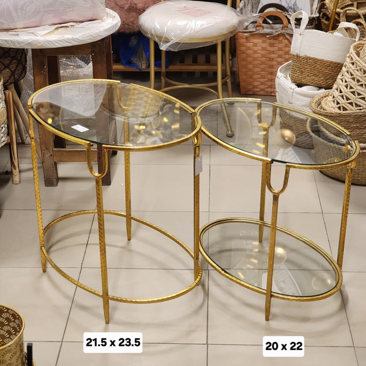 Lutterworth 2-Piece Oval Tempered Glass Top Nesting Table