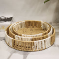 round jute and rope woven decorative tray set
