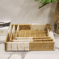 Square jute and rope woven decorative tray set