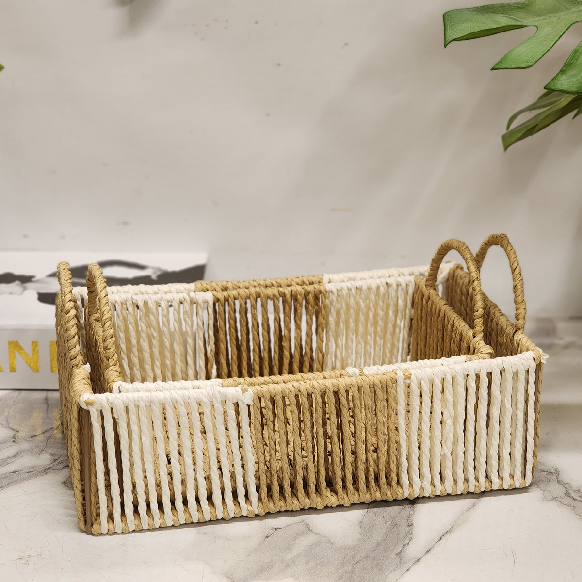 rectangular woven storage basket