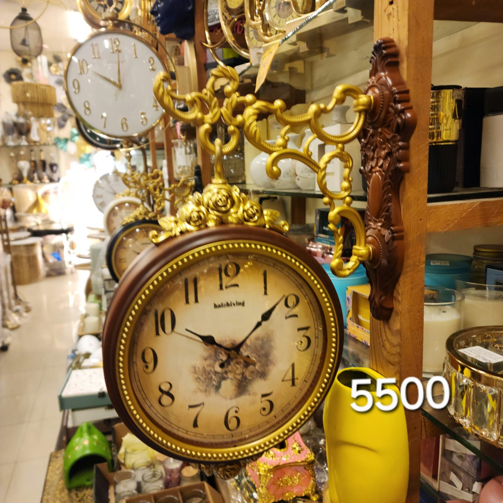 Double-Sided Hanging Station Clock