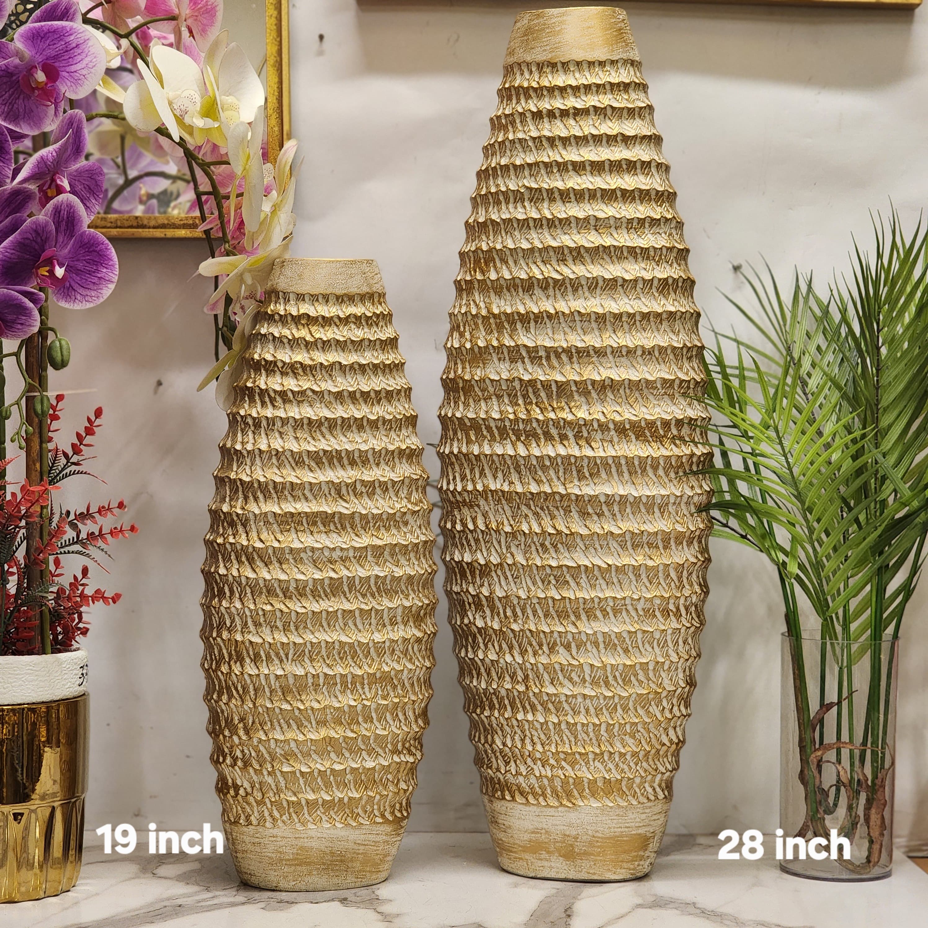 Textured Metallic Gold Barrel / Floor Vases