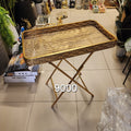 gold metal tray-top side table