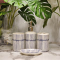 Blue Striped Ceramic Bathroom Accessory Set