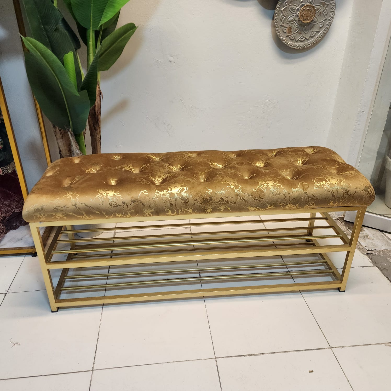 Upholstered Shoe Rack Bench