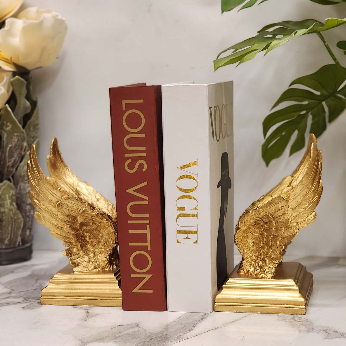 Golden Angel Wings Bookends
