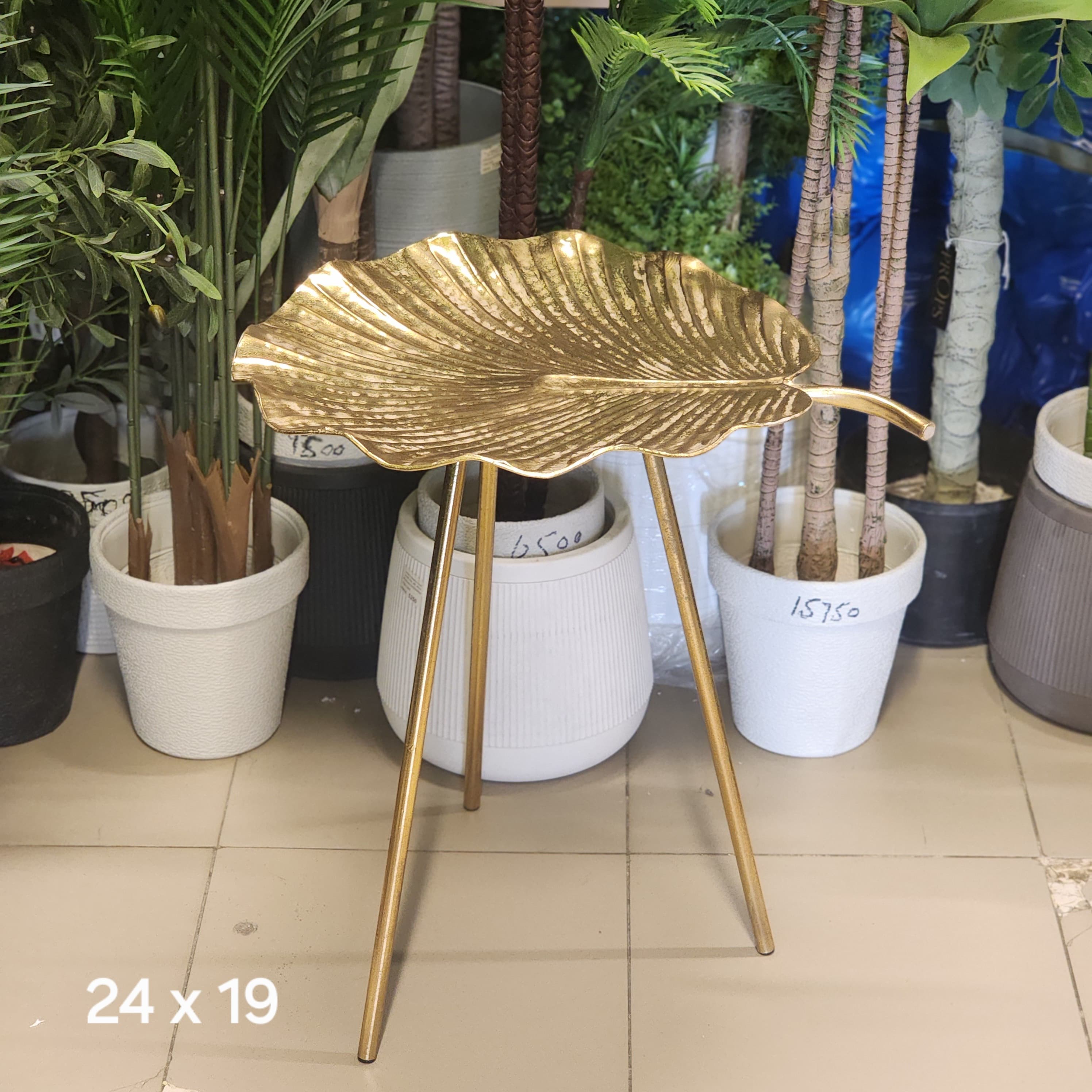 Gold Lotus Leaf Side Table