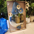 Mid-Century Modern Geometric Metal Wall Mirror with Art Decor