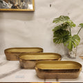 Gold Hammered Oval Metal Trays