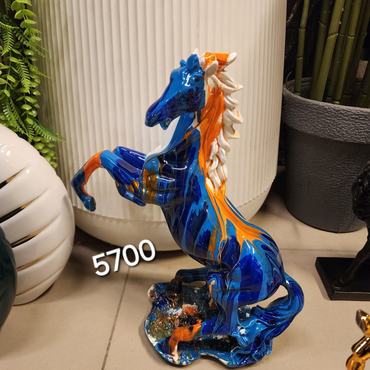 Abstract Resin Rearing Horse Statue