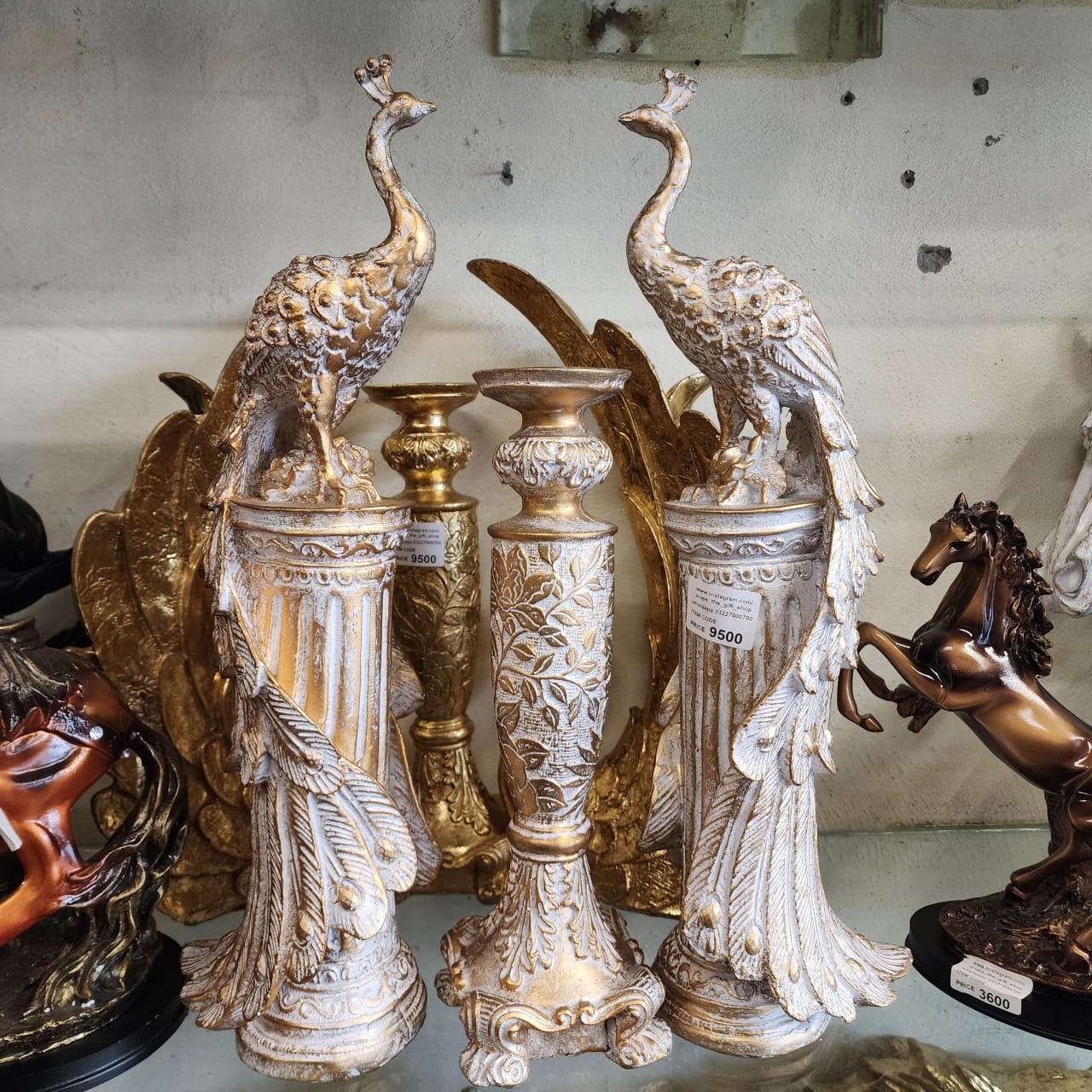 Peacock Pillar Candle Holder