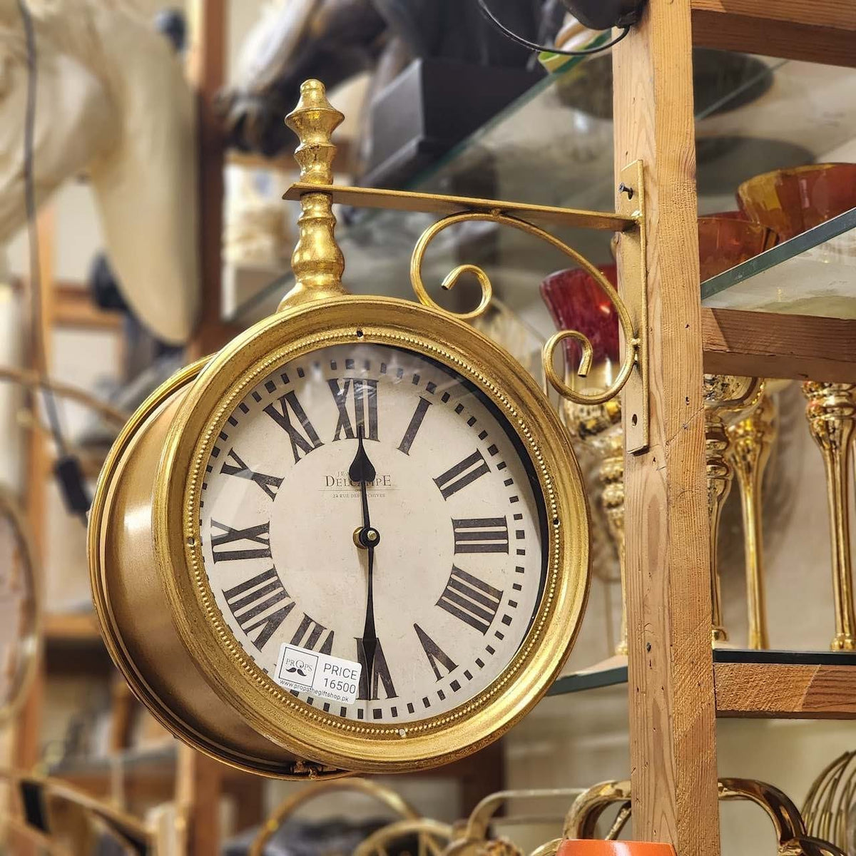 Double-Sided Wall Hanging Metal Train Station Clock