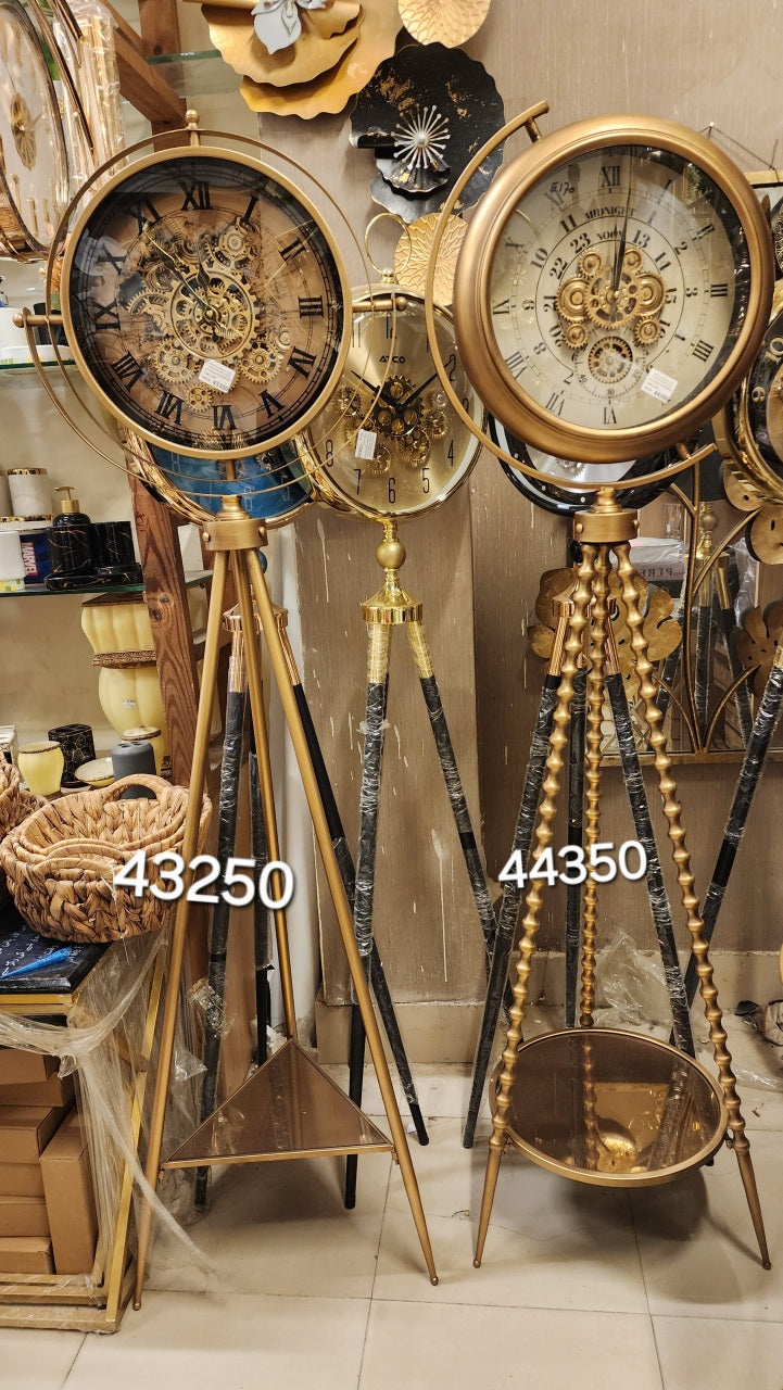 Skeleton Tripod Floor Clocks or Steampunk Gear Floor Clocks