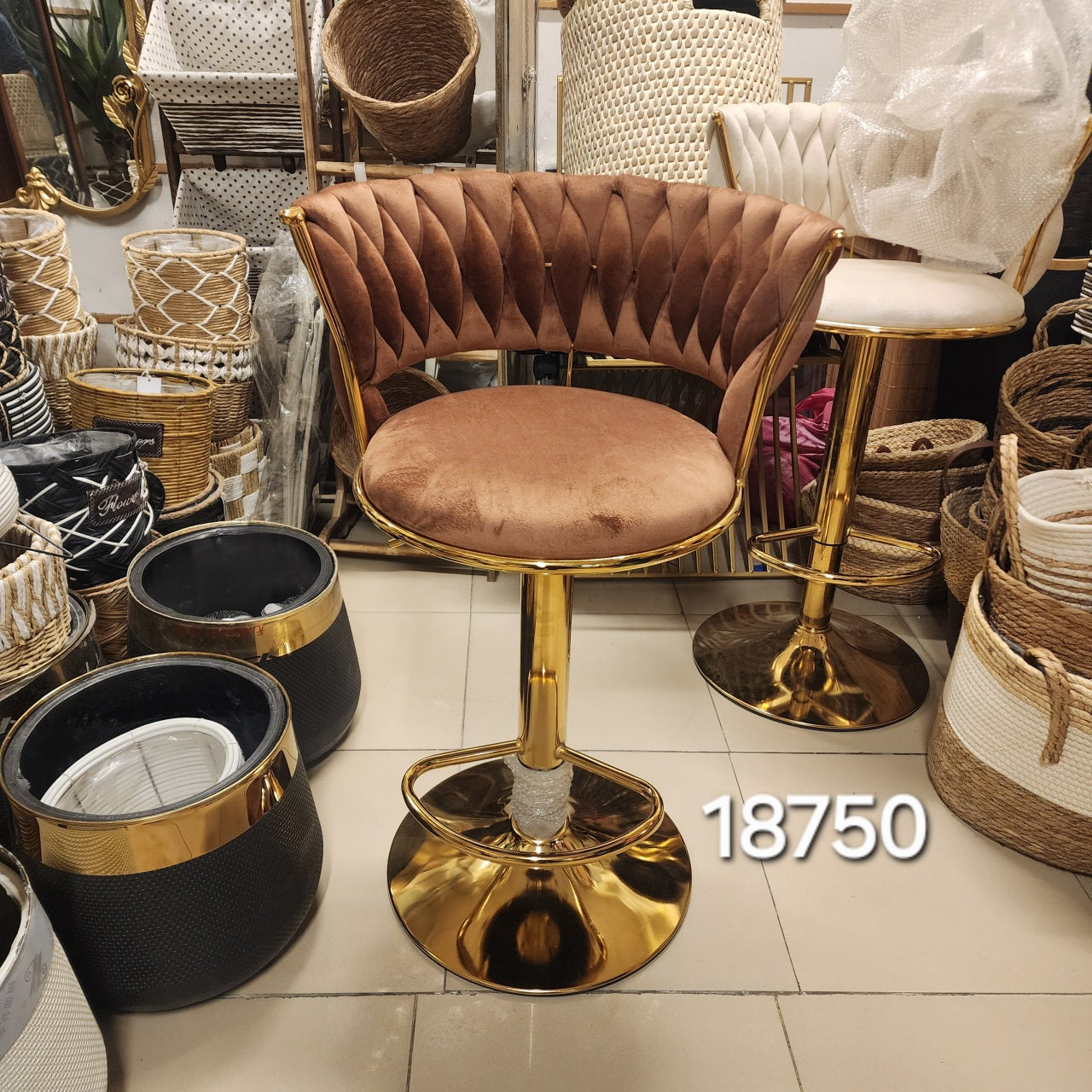 Swivel Velvet Bar Stool