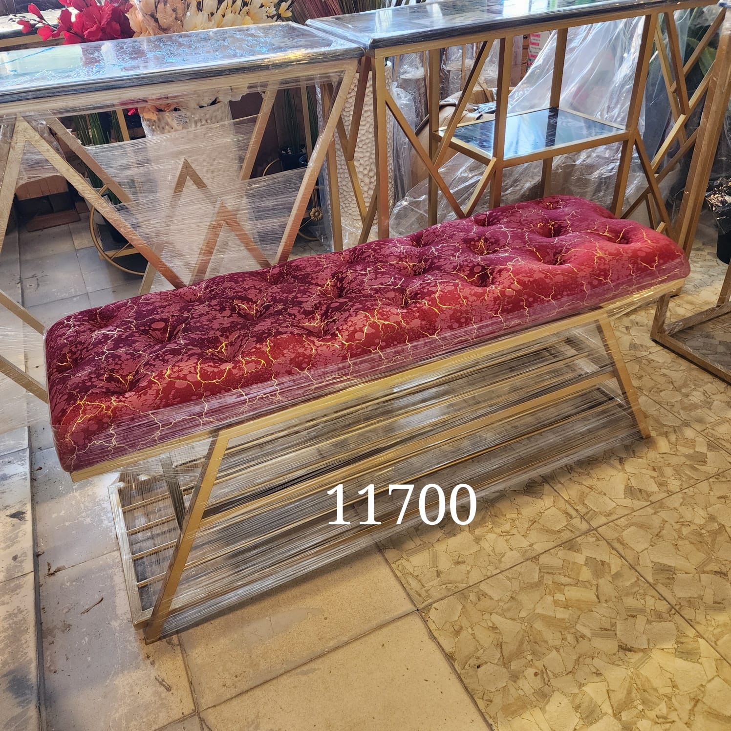 Tufted Velvet Ottoman Bench