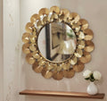 Ginkgo Leaf Gold Metal Wall Mirror