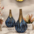 Blue and Gold Wavy Textured Vases