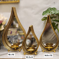 Teardrop Metal Candle Holder with Mirror Backing