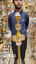 Modern Crystal and Brass Floor Lamp