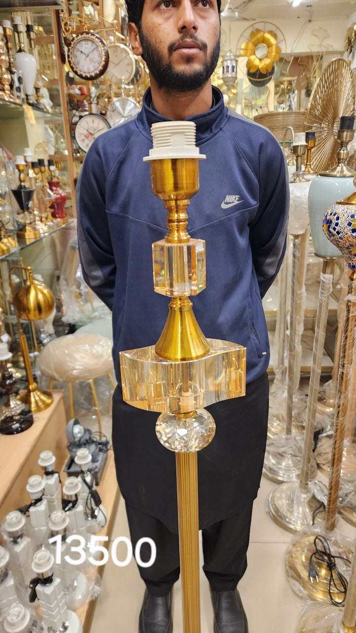 Modern Crystal and Brass Floor Lamp