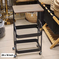 3-tier rolling utility cart with a wooden tabletop