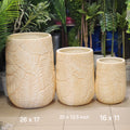 Embossed Leaf Tall Planter Set