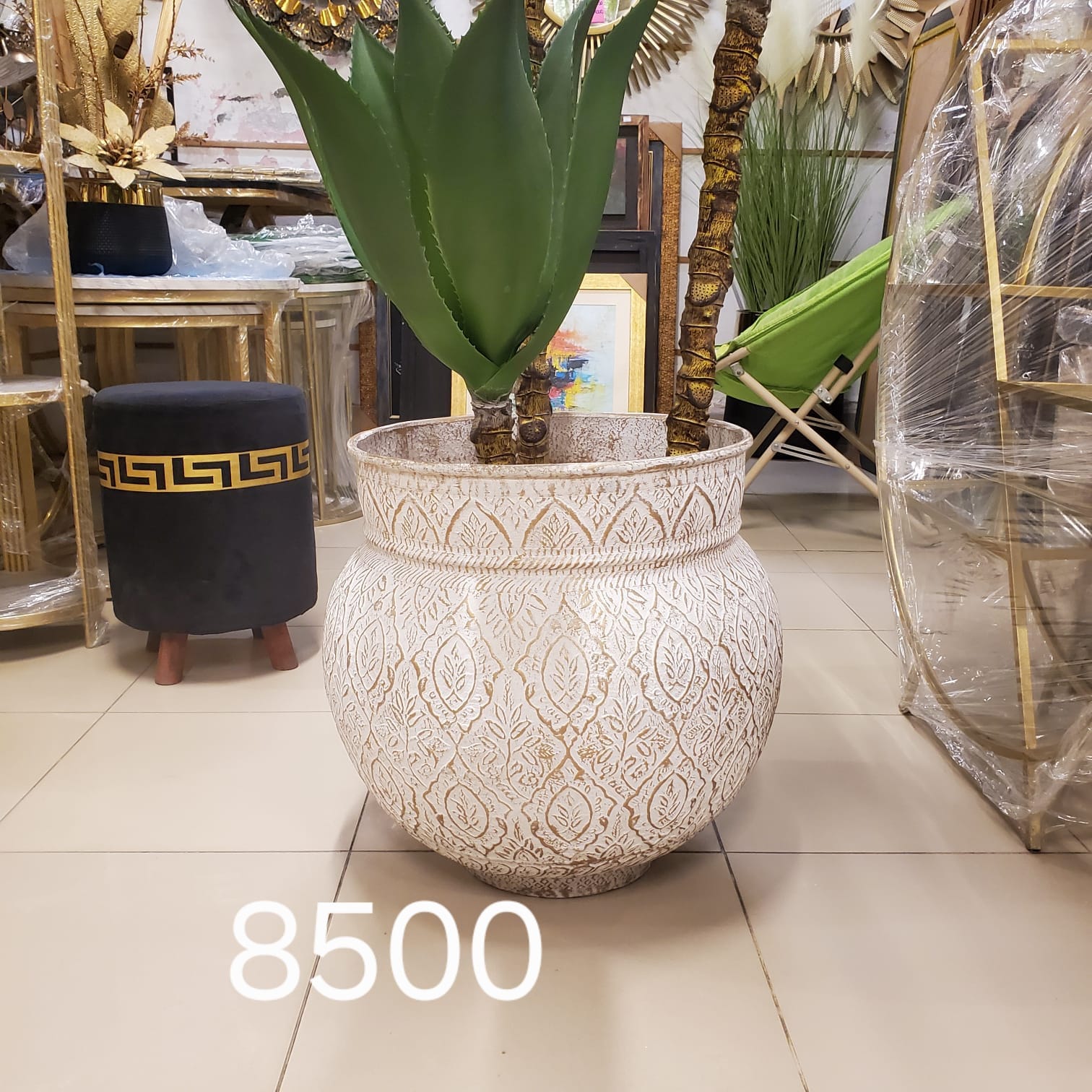 embossed metal planter