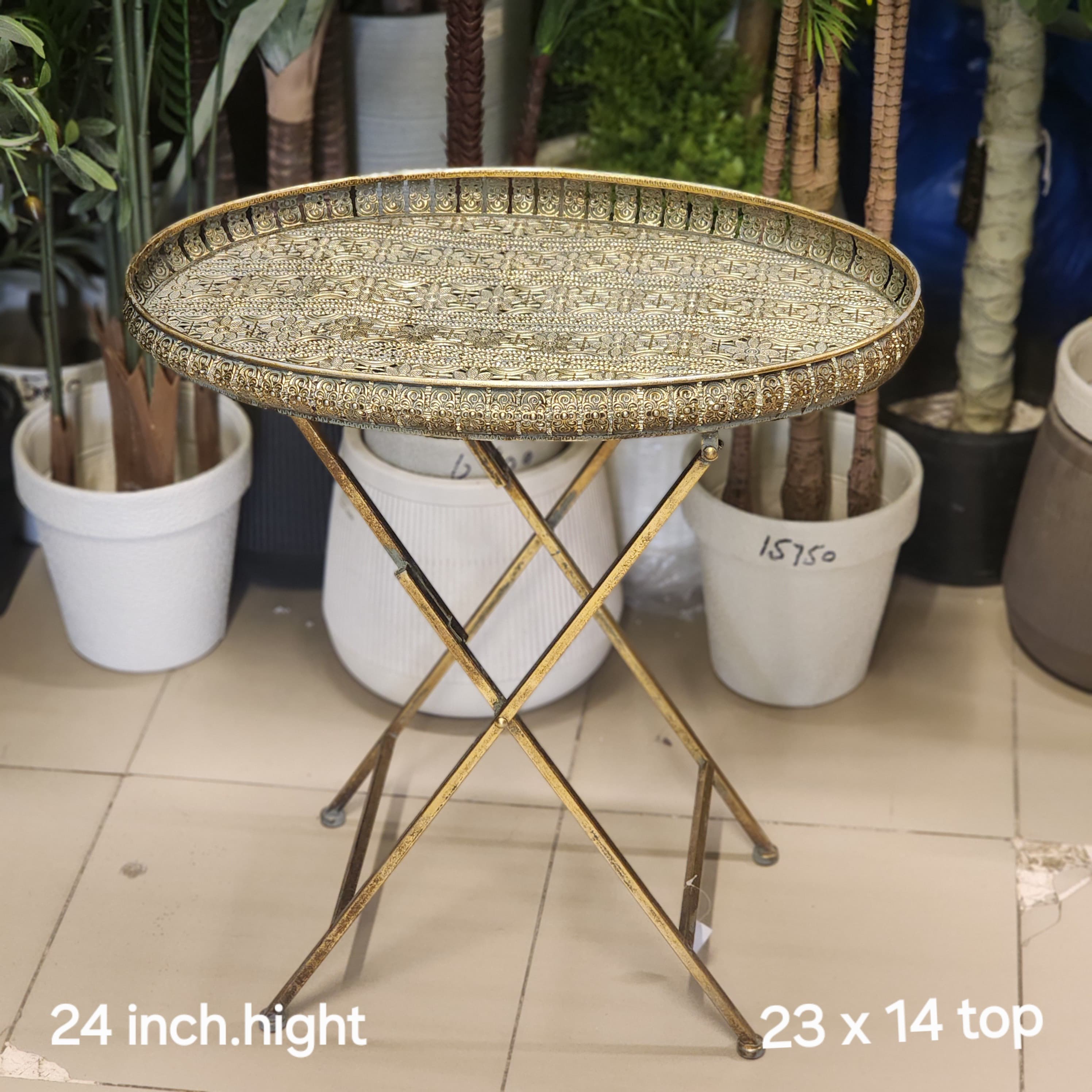 Moroccan brass tray table