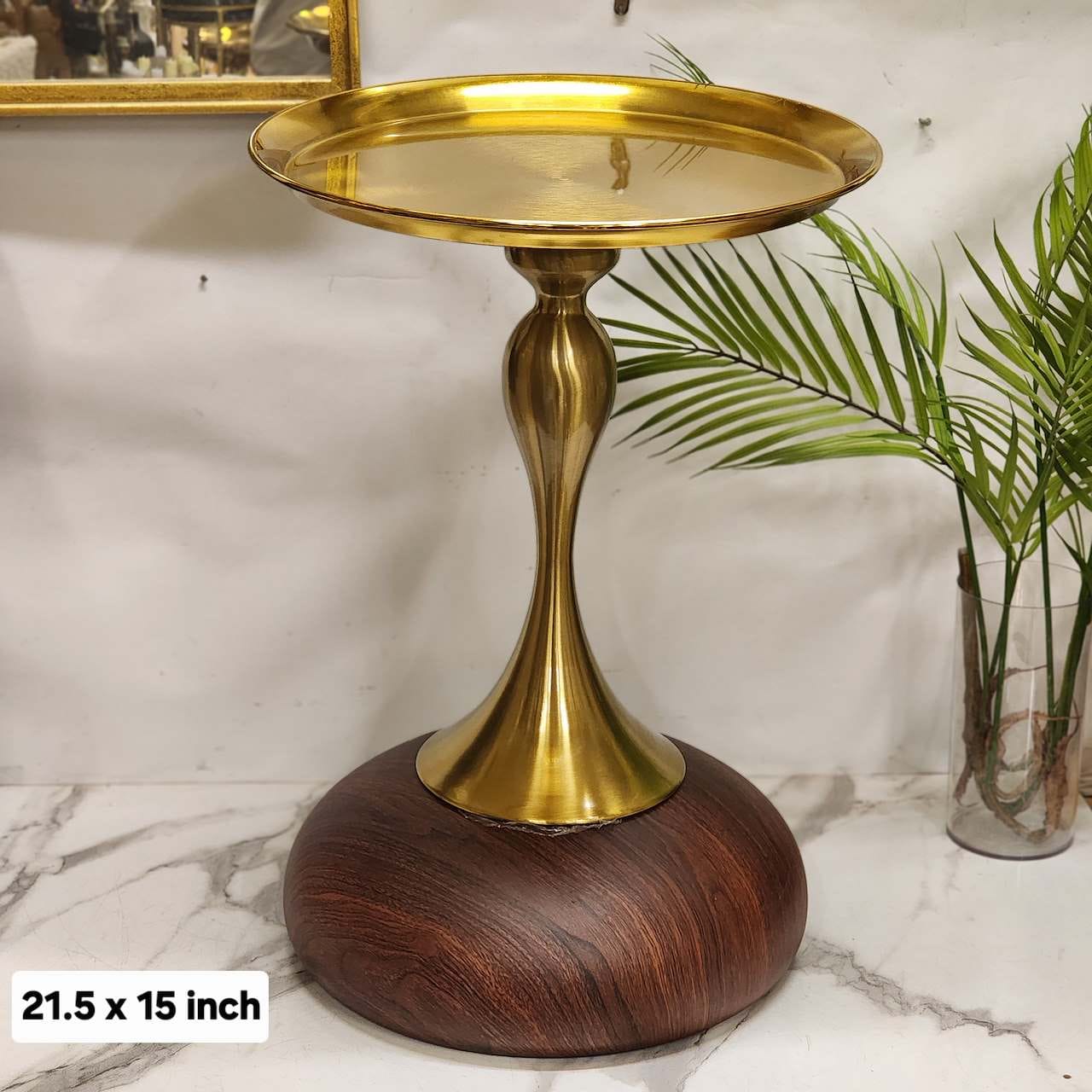 Modern Brass & Marble Pedestal Side Table