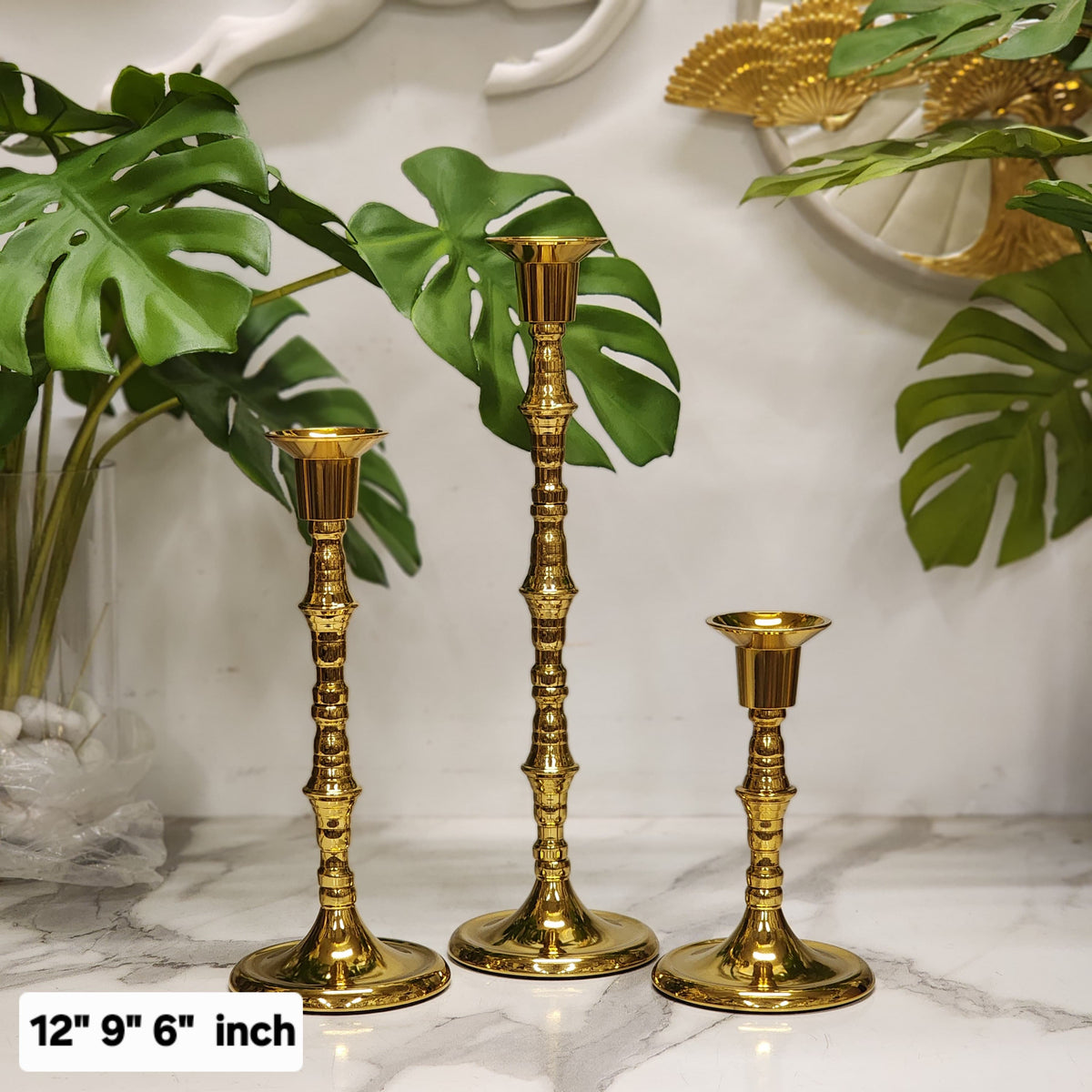 Gold Taper Candle Holder Set