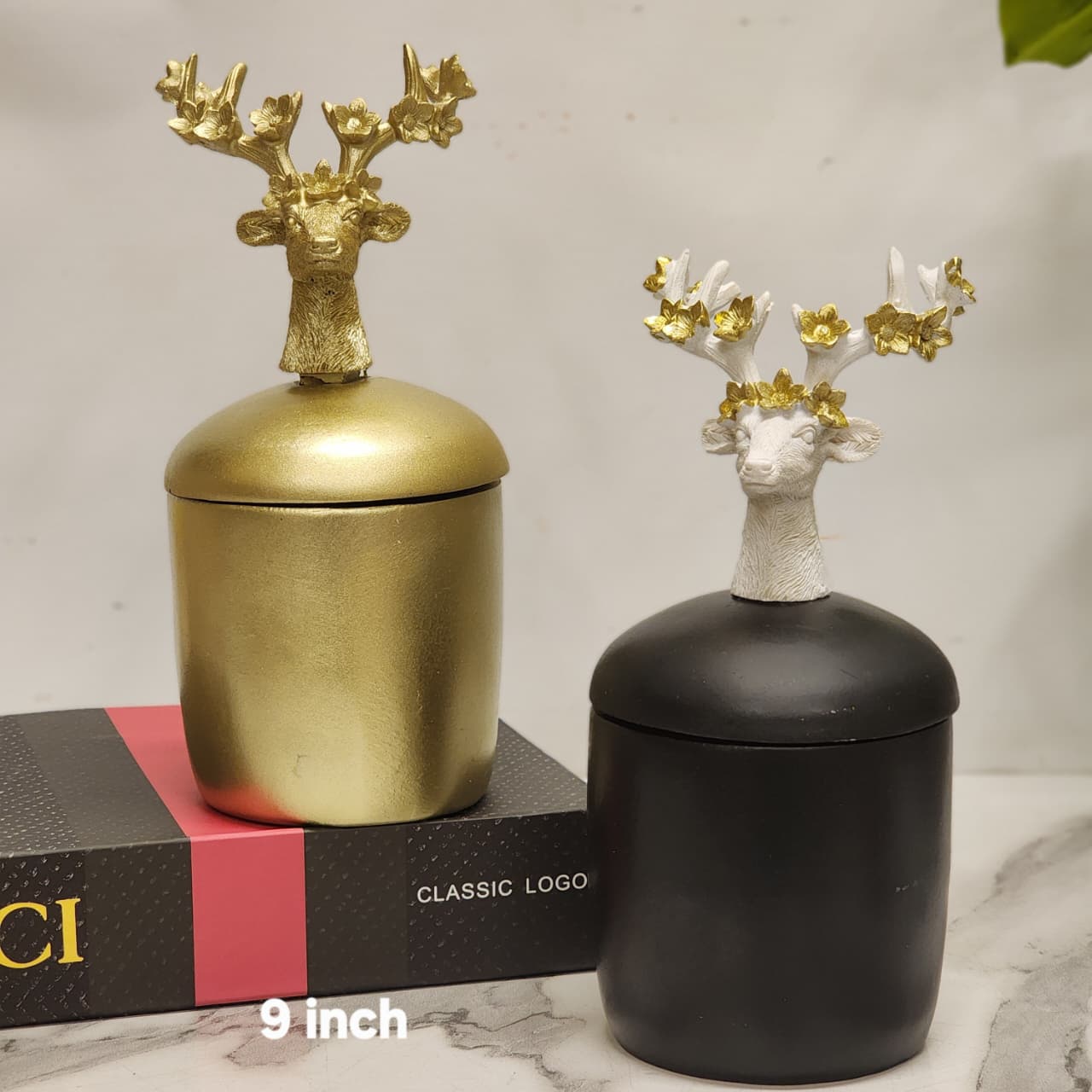 Deer Head Decorative Storage Jar