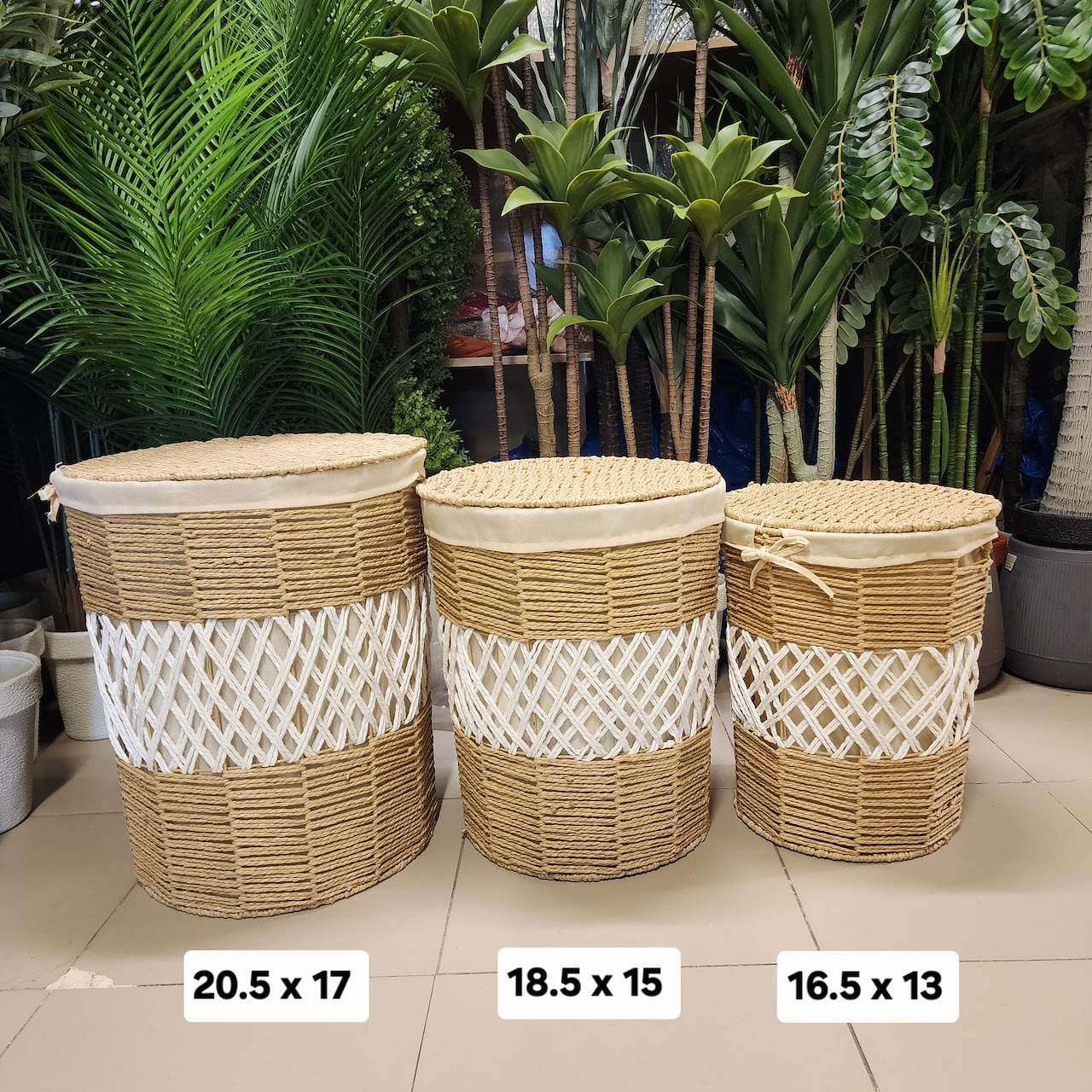 woven laundry hamper with lid