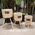 Woven Seagrass baskets with Wooden Legs