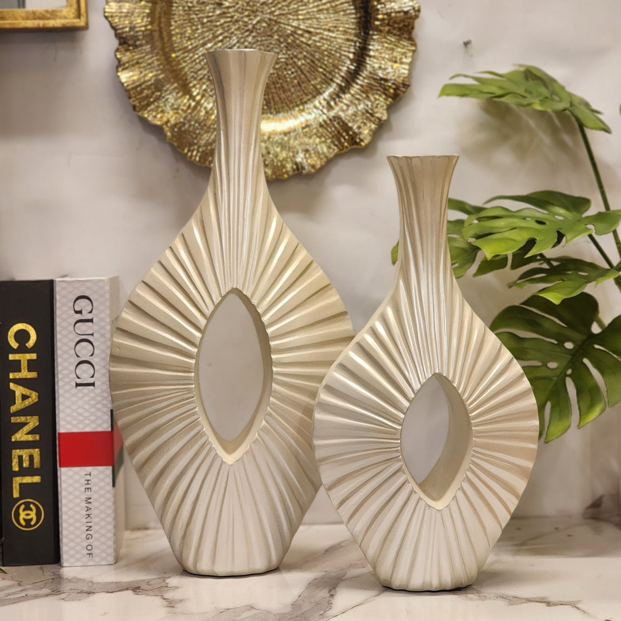 Radial Ribbed Ceramic Vases