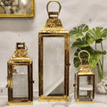 Gold Rectangular Hurricane Lanterns
