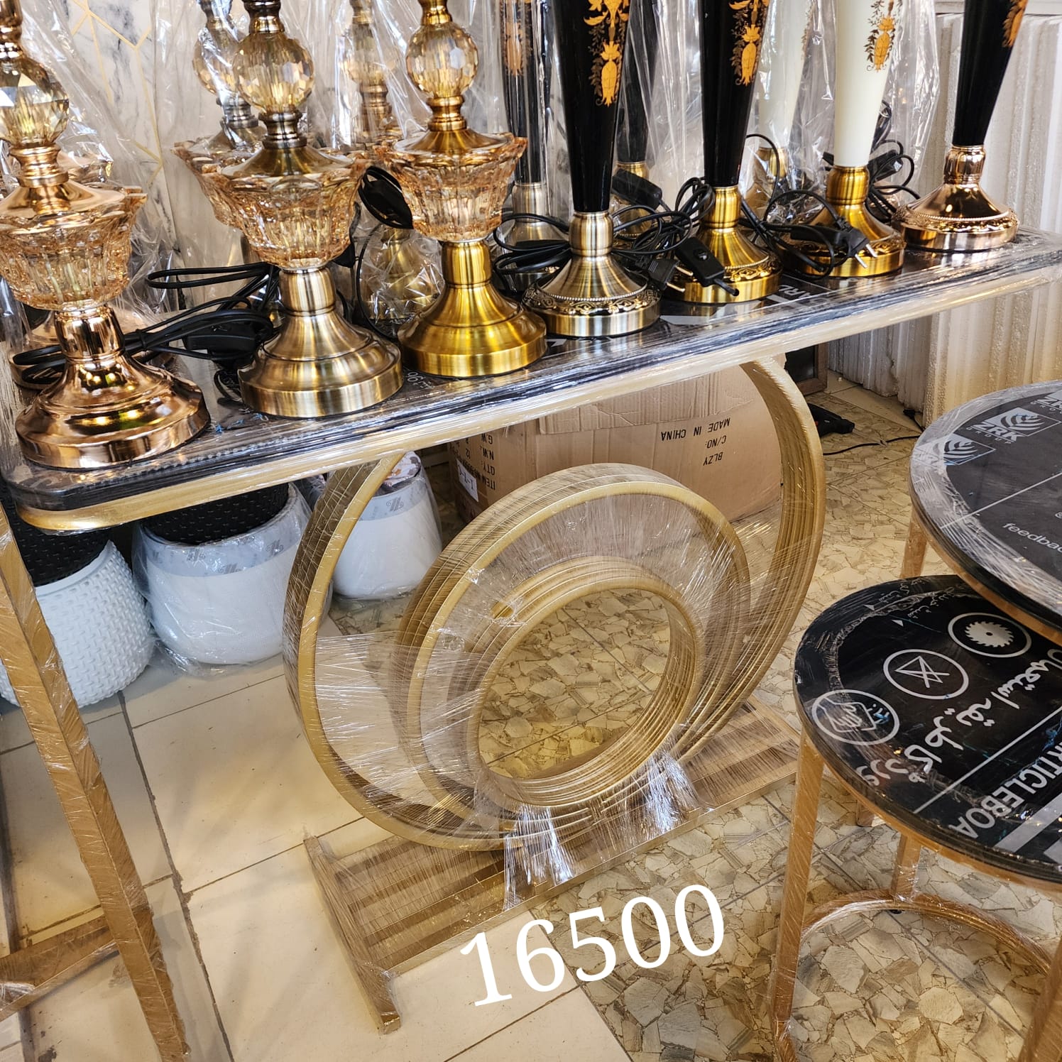 luxury half-moon/crescent base console table