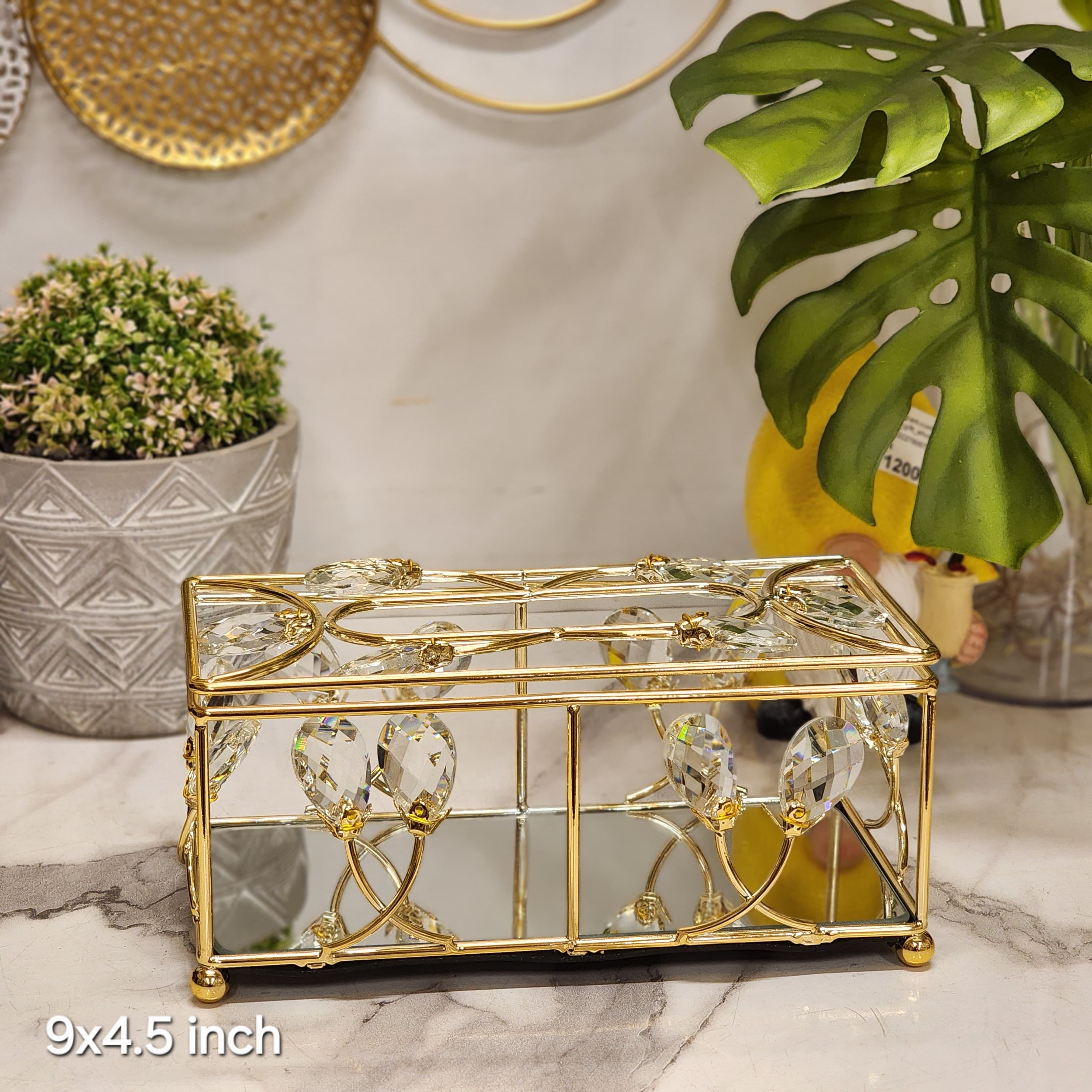 crystal and gold tissue box holder
