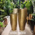Ribbed Gold Cylinder Floor Vases