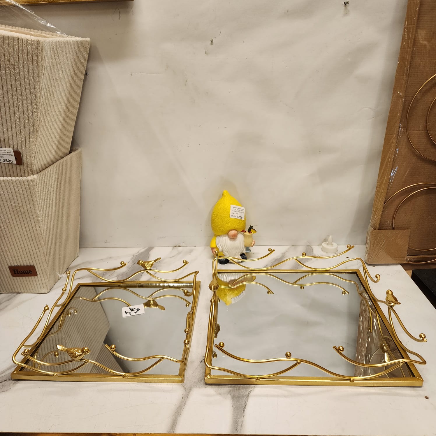 Gold Bird Mirrored Vanity Tray