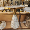 Marble and Gold Pedestal Side Table