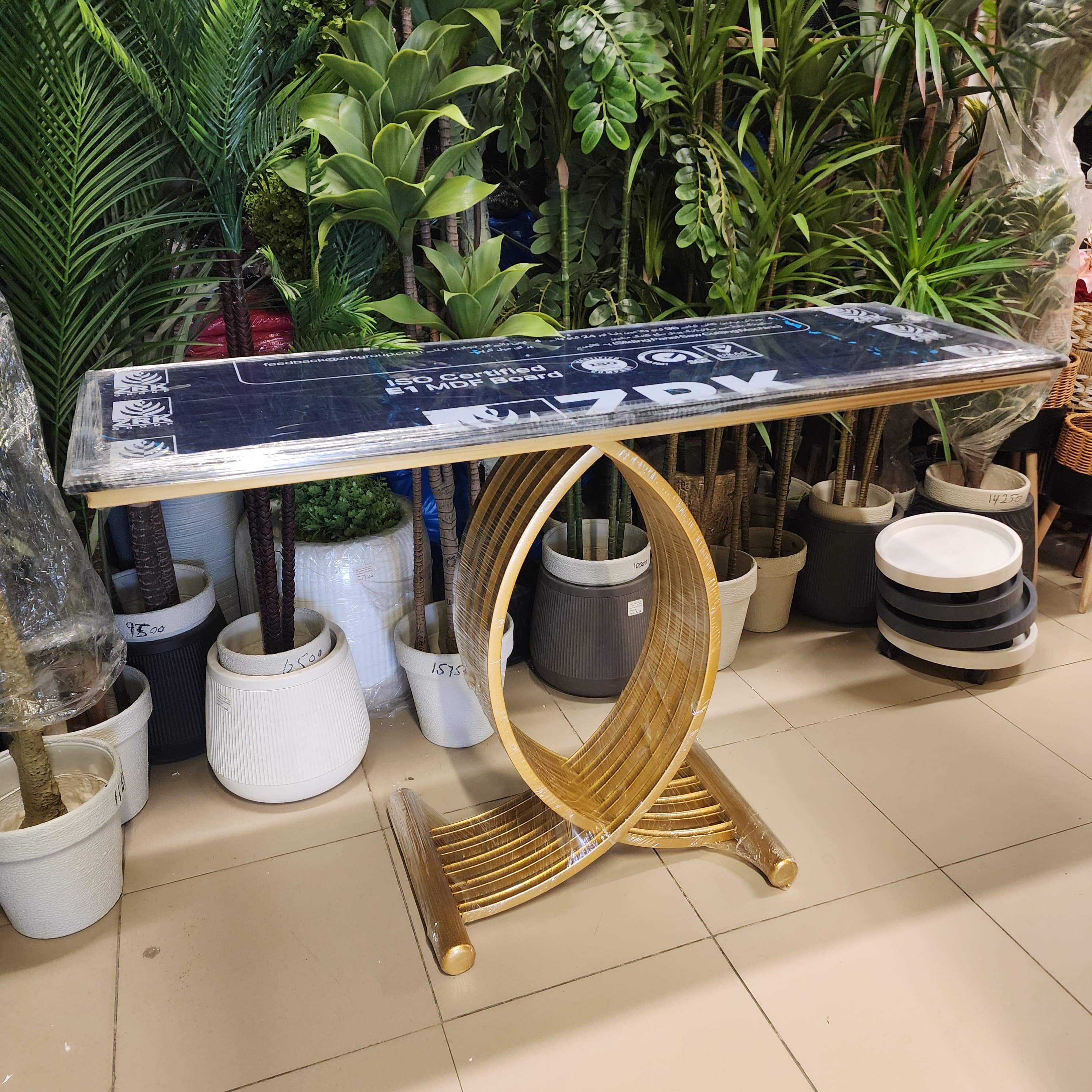 Modern sculptural console table
