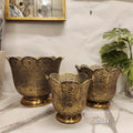 Antique Gold Moroccan-style Pierced Metal Planters