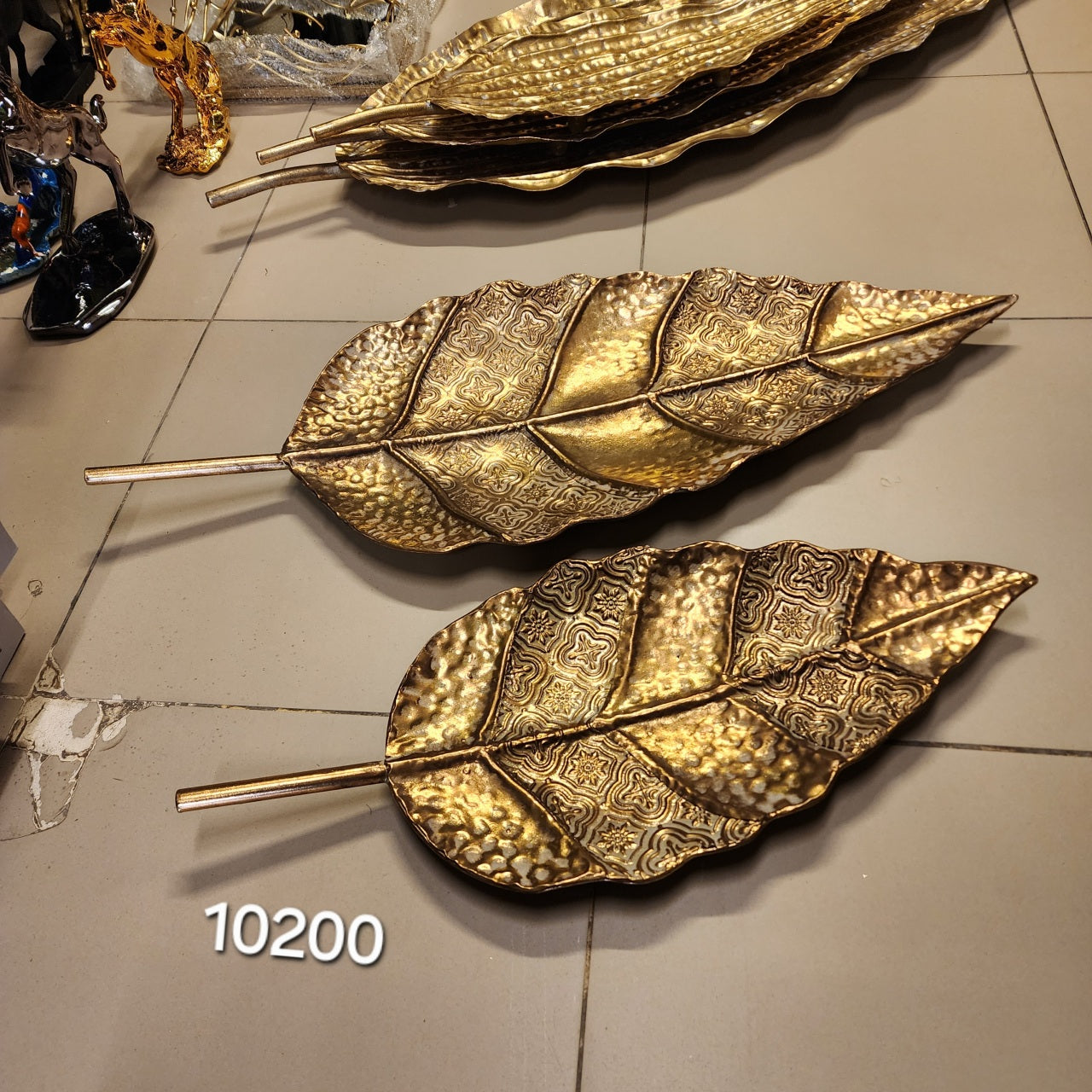 Leaf-Shaped Metal Decorative Trays
