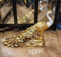 Jeweled Golden Peacock Statue