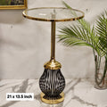 Gold and Black Metal Wire Cage Pedestal Side Table